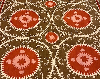 Vintage Embroidered Bedding, Suzani Bedspread,