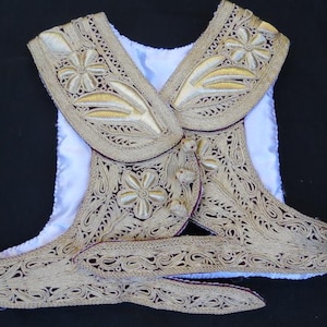 Hand embroidered Ottoman jacket, vintage gold thread embroidered Ottoman womne&#39;s jacket. 34 x 30 cm 14 x 12 inches, FREE shipping