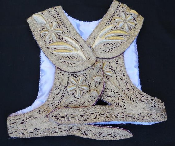 Hand embroidered Ottoman jacket, vintage gold thr… - image 1