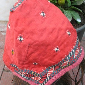 Vintage Central Asian Turkmenistan  Silk Embroidery Tradition Chodor Hat .  FREE SHIPPING