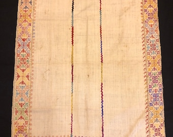 Antique Anatolian Silk Embroidery Textile For  wall hanging  Home decor Art ,