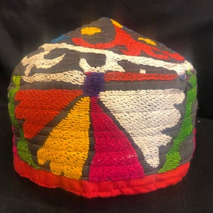 Vintage Handmade Uzbekistan Silk embroideri Ethnic Hat  . FREE SHIPPING