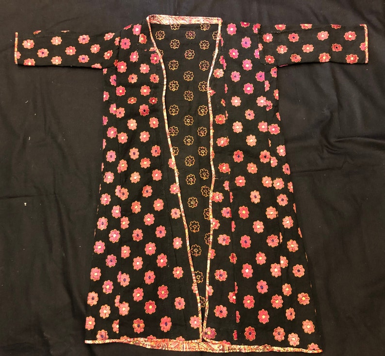 Antique Turkish Ottoman Dress, Traditional kaftan, Nomadic Silk and Cotton Chapan 97x87 cm 38' x 34' FREE shipping image 9