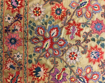 Modern Embroidered Bedding, Suzani Bedspread, Handmade Textile, Home Decor, Silk Suzani Art,225 x 145 cm 89 x 57 inches, FREE shipping