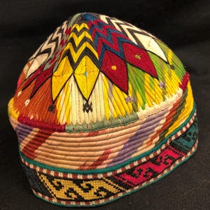 Traditional Antique Handmade Uzbekistan Silk embroideri Ethnic Hat , 53x15 cm 21x 16 inches . Free shipping..