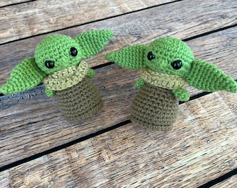 Baby green alien crochet amigurumi plush