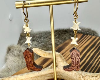 Dead Man’s Boots - Southern Gothic Bone & Wood Earrings