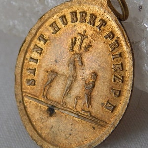 Rare Old St. Hubert/St.Roch Religious Medal - St. Hubert Patron Saint of Hunter and Cholera Protection - St. Roch Patron Saint of Dogs #260