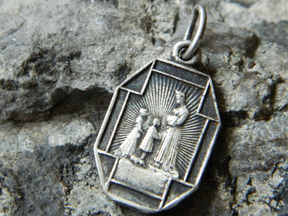 Antique Silvered Notre Dame De La Salette Medal Sacred