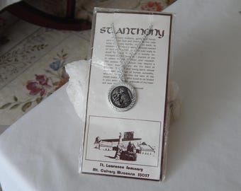 Sankt Antonius Medalj Medaljong Halsband Originalförpackning Sankt Lawrence Seminary Wisconsin