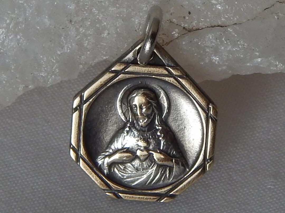 Antique Virgin Mary Sacred Heart of Jesus Scapular Medal #254 - Etsy