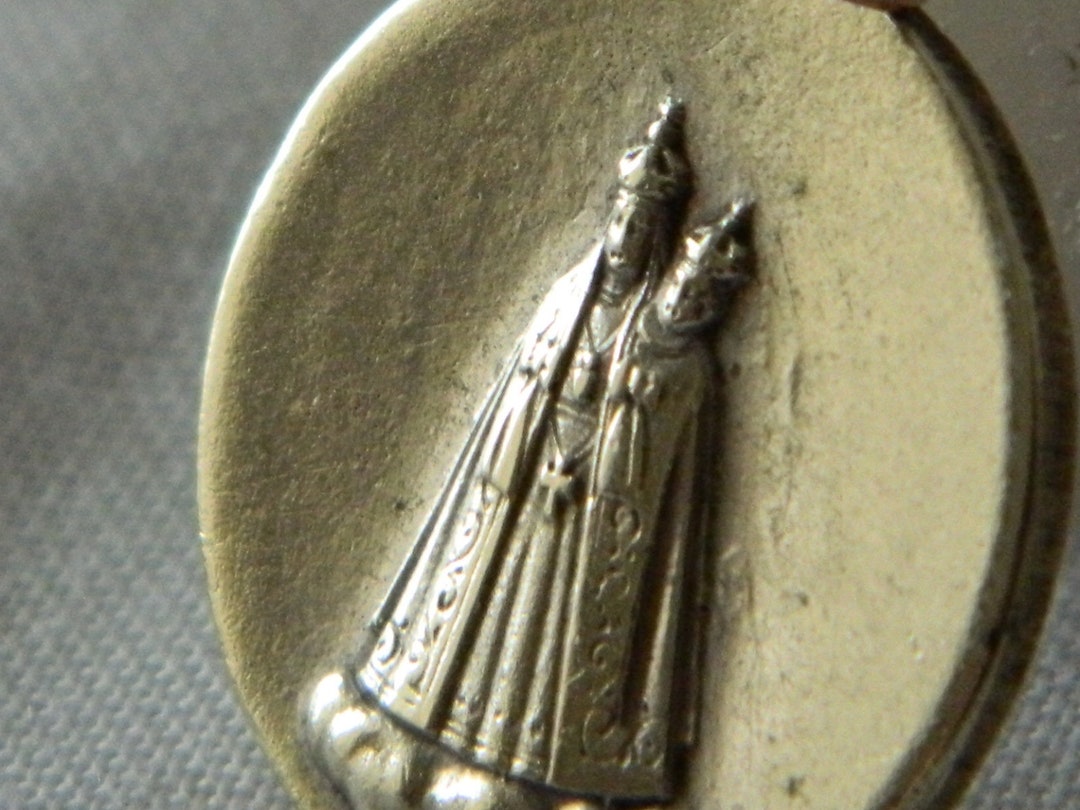 Antique Religious Notre Dame De Hal, Our Lady of Hal Sacred Heart Medal ...