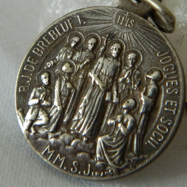 Canadian Martyr-Saints Medal: Vintage Jean de Brébeuf, Isaac Jogues & Soch #1