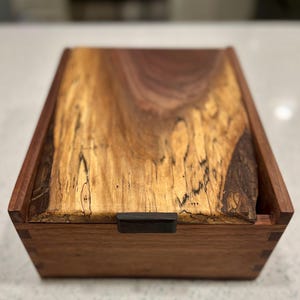 handcrafted keepsake box with spalted black walnut wood and live edges