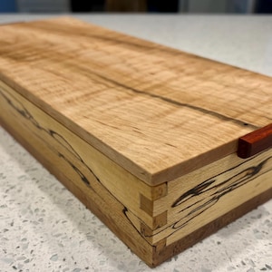 gorgeous handcrafted keepsake box with spalted maple and curly maple wood