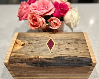 stunning handmade keepsake box with live edge spalted maple and black walnut wood