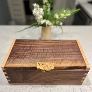 RARE Curly black walnut wood and spalted maple keepsake box-gorgeous!