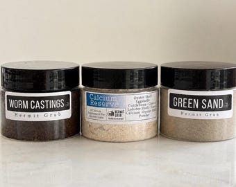 The Core 24/7 | Hermit Crab Essentials Set – Green Sand, Worm Castings & Calcium Reserve