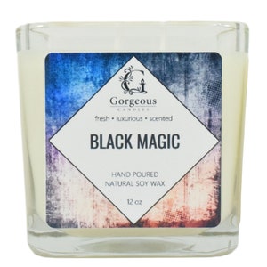 Black Magic Soy Candle, 12 oz Soy Candles, Natural Scented Candles, Hand Poured Candles, Scented Candle, Aromatherapy Candles, Candle in Jar