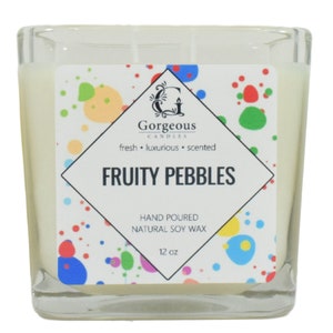 Fruity Pebbles Soy Candle - 12 oz Soy Candles, Natural Scented Candles, Hand Poured Candles, Scented Candle, Aromatherapy Candles in Jar