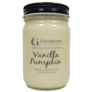 Vanilla Pumpkin Natural Soy Candle, 12 oz Soy Candle, Natural Scented Candle, Hand Poured Soy Candles, Scented Candles, Aromatherapy Candles