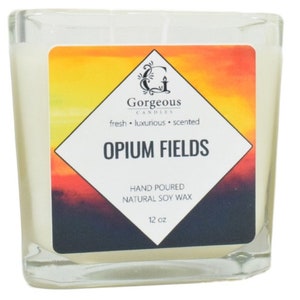 Opium Fields Soy Candle 12 oz Soy Candles, Natural Scented Candles, Hand Poured Candles, Scented Candle, Aromatherapy Candles, Candle in Jar