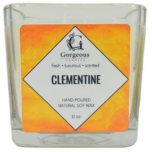 Clementine Soy Candle - 12 oz Soy Candles, Natural Scented Candles, Hand Poured Candles, Scented Candle, Aromatherapy Candles, Candle in Jar