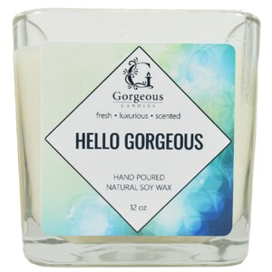 Hello Gorgeous Soy Candle - 12 oz Soy Candles, Natural Scented Candles, Hand Poured Candles, Scented Candle, Aromatherapy Candles in Jar