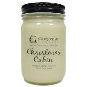 Christmas Cabin Natural Soy Candle, 12 oz Candles, Natural Scented Soy Candles, Hand Poured Candles, Scented Candle, Aromatherapy Candles