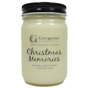 Christmas Memories Natural Soy Candle, 12 oz Soy Candle, Natural Scented Candles, Hand Poured Candles, Scented Candle, Aromatherapy Candles
