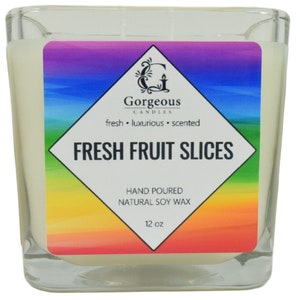 Fresh Fruit Slices Soy Candle - 12 oz Soy Candles, Natural Scented Candles, Hand Poured Candles, Scented Candle, Aromatherapy Candles in Jar