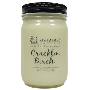 Cracklin Birch Natural Soy Candle, 12 oz Soy Candles, Natural Soy Scented Candles, Hand Poured Candles, Scented Candle, Aromatherapy Candles