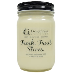 Fresh Fruit Slices Natural Soy Candle, 12 oz Soy Candles, Natural Scented Candles, Hand Poured Candles, Scented Candle, Aromatherapy Candles