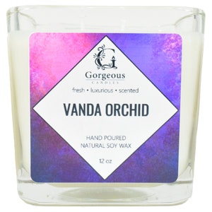 Vanda Orchid Soy Candle 12 oz Soy Candles, Natural Scented Candles, Hand Poured Candles, Scented Candle, Aromatherapy Candles, Candle in Jar