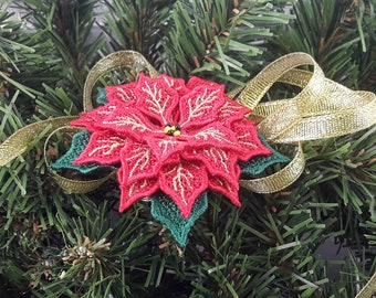 FSL 3D Poinsettia pequeña 4x4 "- Free Standing Lace Instant Download Machine Embroidery Design