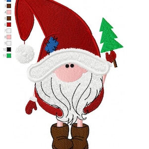 Gnome Machine Embroidery Design Christmas Ornament  Instant Download