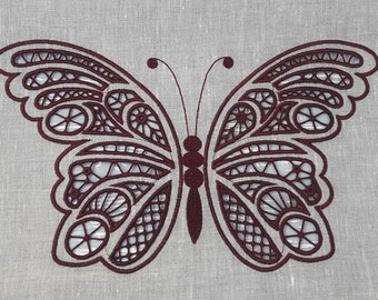 Big Butterfly Cutwork Richelieu máquina bordado diseño descarga instantánea