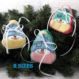 ITH Felt Candy Box pour cadeau ou surprise Snowman Machine Broderie Design avec applique pour cerceau 6x10 2 tailles