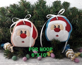 ITH Felt Candy Box para regalo o sorpresa Diseño de bordado de máquina de Santa Claus con apliques para aro 6x10