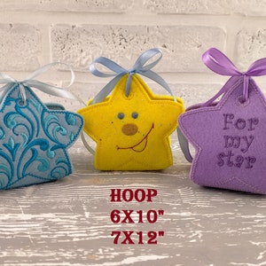 Motif de broderie machine ITH feutre boîte de bonbons pour cadeau ou étoile surprise pour cerceau 6 x 10 et 7 x 12 2 tailles