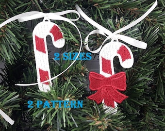 FSL Candy canes Ornaments - Free Standing Lace Instant Download Machine Embroidery Designs 2 patterns 4x4 hoop