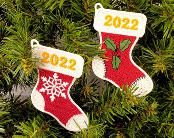 Free Standing Lace Christmas socks Machine Embroidery Design 4x4 hoop