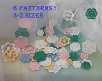 Mini flores FSL Free Standing Lace 4x4 aro surtido tamaños Descarga instantánea Diseño de bordado a máquina 6 tipos
