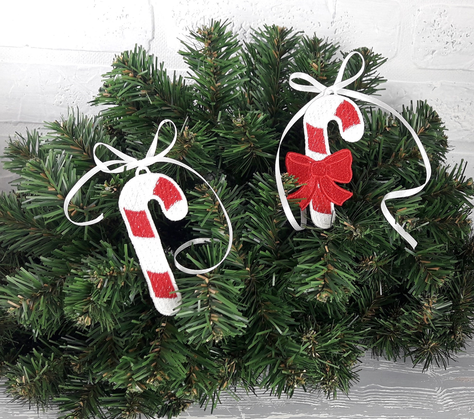 FSL Candy Canes Ornaments Free Standing Lace Instant Etsy UK