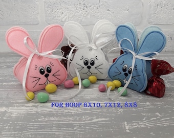 ITH  Felt Candy Box for gift or surprise  Bunny  Machine Embroidery Design for hoop 6x10, 7x12  and 8x8