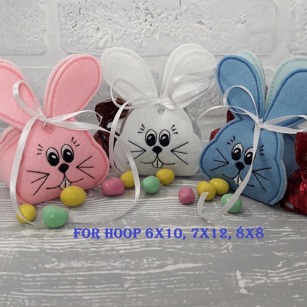 ITH  Felt Candy Box for gift or surprise  Bunny  Machine Embroidery Design for hoop 6x10, 7x12  and 8x8