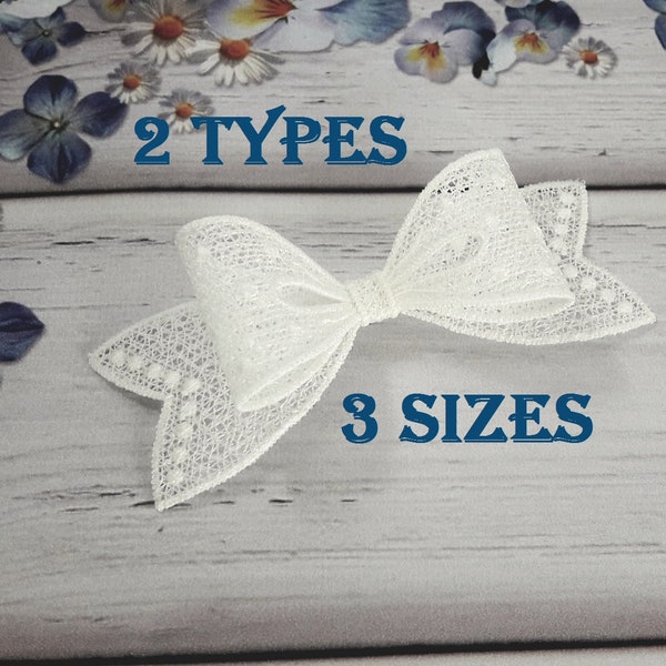 FSL Bows 3D Free Standing Lace Instant Download Machine Embroidery Designs 2 types 3 sizes