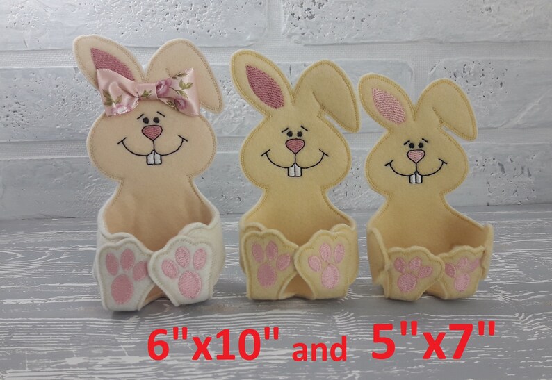 Easter Eggs holder Bunny Felt Easter Eggs stand Machine Embroidery Design 3 sizes image 2