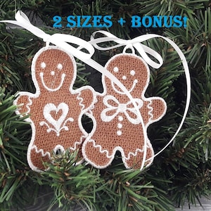 FSL Christmas Gingerbread 2 pattern 2 sizes and BONUS- Free Standing Lace Instant Download Machine Embroidery Design 4x4 hoop