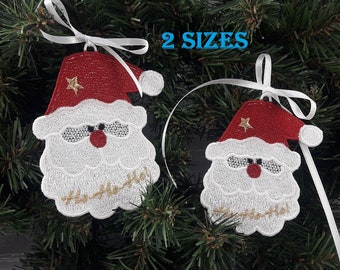 FSL Santa Ornament - Free Standing Lace Instant Download Machine Embroidery Design 2 sizes